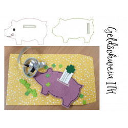 ITH Stickdatei - Glückwunschkarte Schwein Geldschlitz